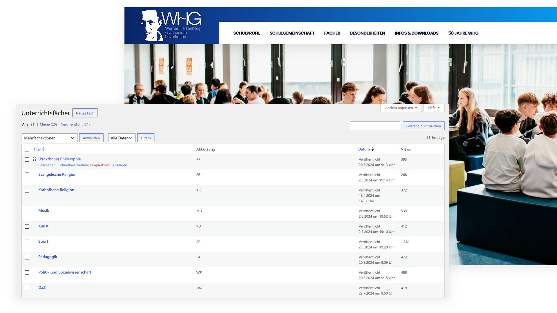 Sektion Webdesign für Schulen