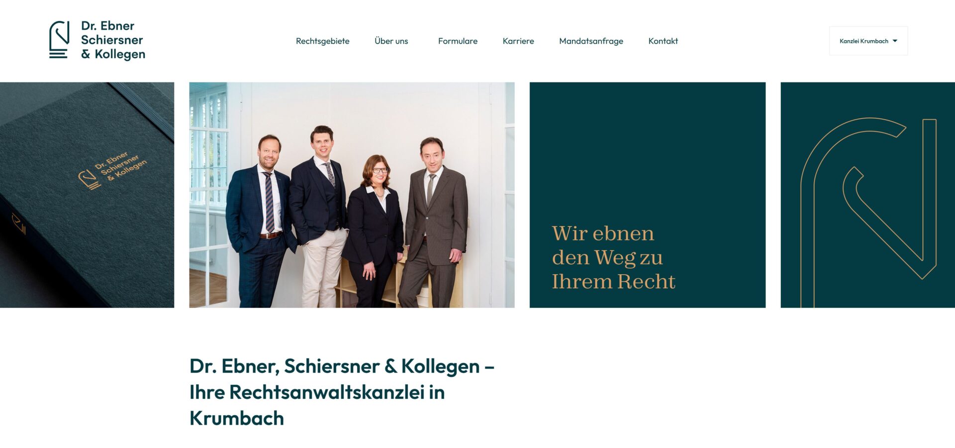 Website der Rechtsanwaltskanzlei Dr. Ebner, Schiersner & Kollegen in Krumbach