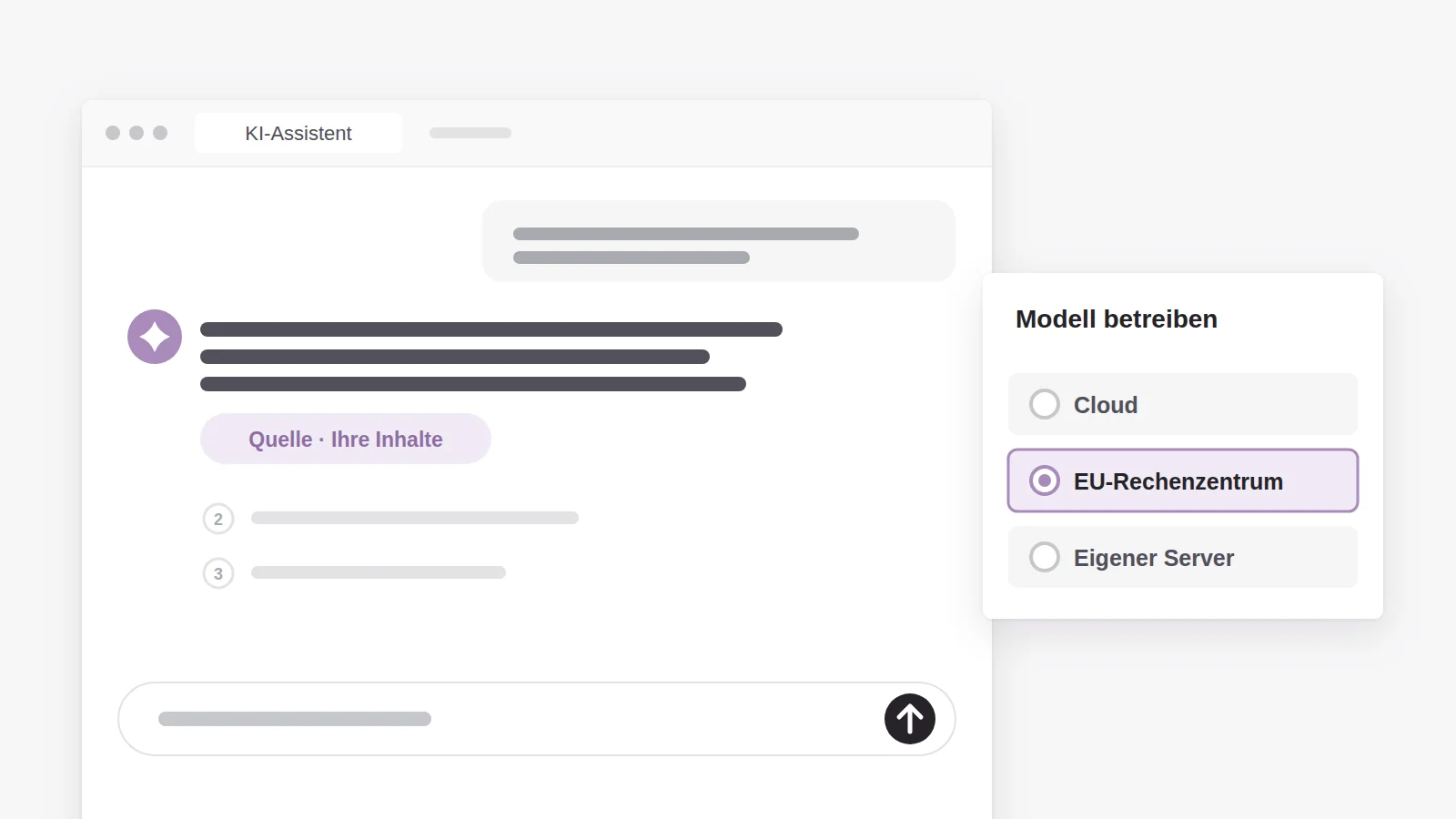 KI-Integration: Chatbot antwortet aus Ihren Inhalten, das Modell läuft in Cloud, EU oder auf eigenem Server