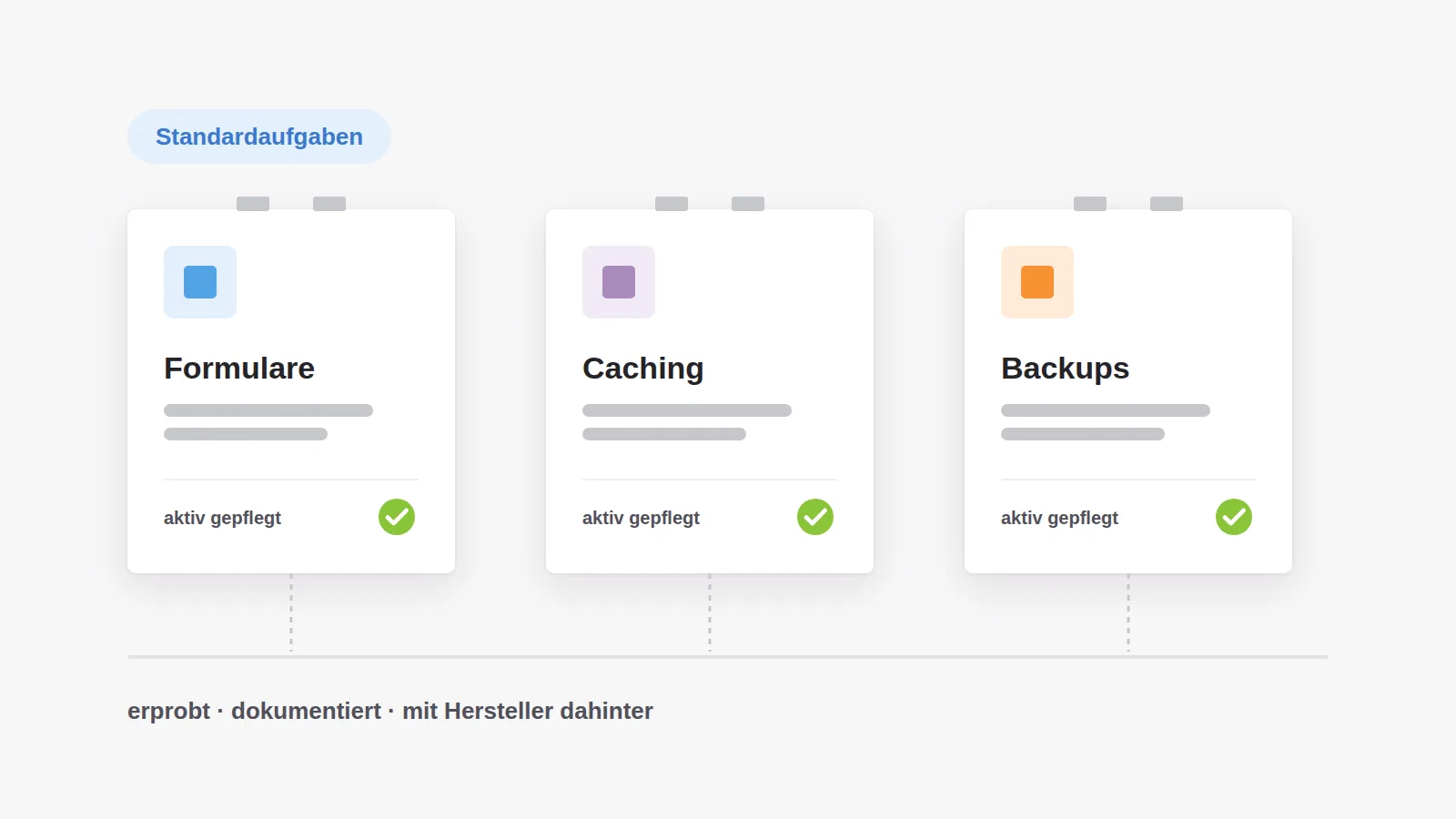 Drei erprobte fertige Erweiterungen für Standardaufgaben wie Formulare, Caching und Backups