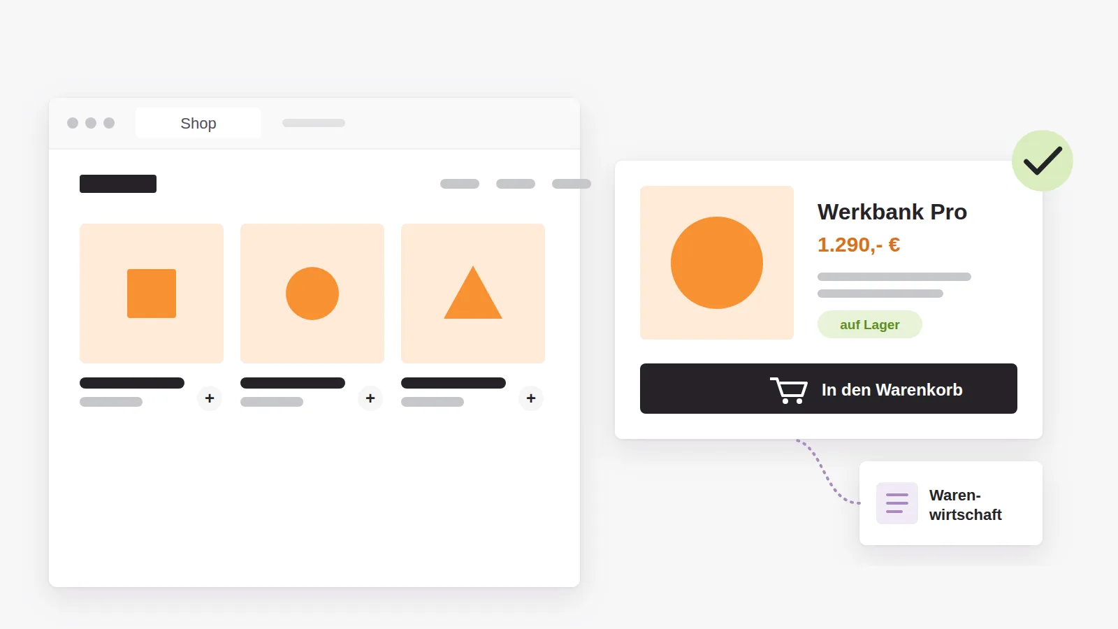 WooCommerce-Shop im Design der Website mit Produktkarte, Warenkorb und Anbindung an die Warenwirtschaft